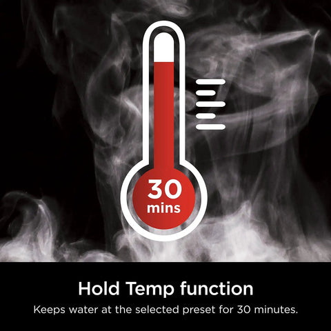 Precision Temperature Electric Kettle With 1500W Fast Boil 7 Cup Capacity BPA Free Stainless Hold Temp Setting And 7 Presets For Green Tea White Tea Oolong Black Tea Herbal Tea And Coffee displayed with a Hold Temp function graphic showing 30 minutes