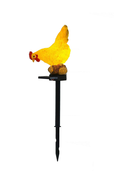 Outdoor Chicken Solar Lights Resin Garden Decor For Patio And Yard Cute Chicken Lamps With Cozy Vibe And Warm Glow on stake