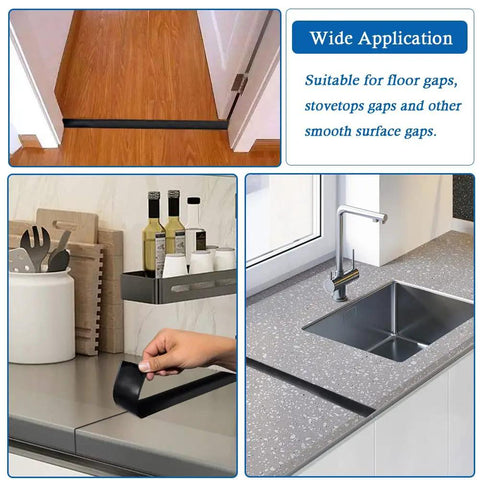 Self Adhesive Floor Transition Strip For Laminate And Vinyl 2 Inch Wide 10 Feet Long Black PVC Edge Strip in home use