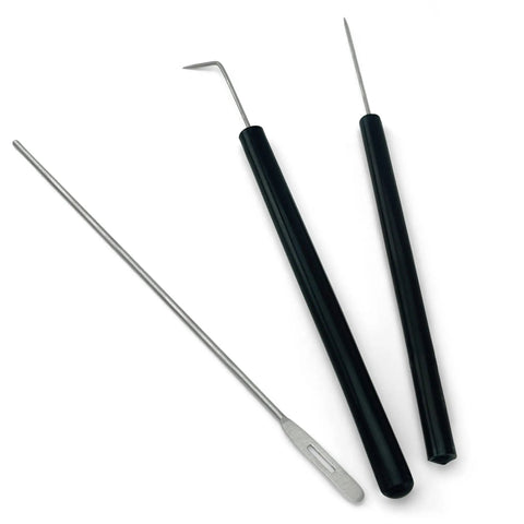 Pro Grade Dissection Kit For Biology Lab With 30 Pieces And Stainless Steel Scalpel Handle And Blades In A Durable Carrying Case Perfect For Medical Students And Veterinary Training, Anatomy Practice, Safe Dissection. Three stainless steel scalpel tools with black handles