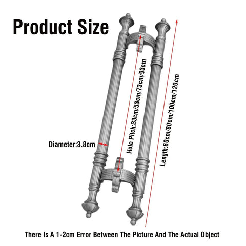 European Style Antique Brass Door Handle size diagram with 120 cm length and 3.8 cm diameter