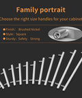 10 Pack Brushed Nickel Cabinet Pulls 3 Inch Hole Centers, 6 Inch Total Length, 1.34 Inch Height Stainless Steel Handles display