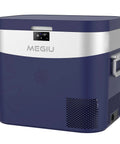 Go To Portable Car Refrigerator And Travel Cooler, 23 Quart (22 Liter) Compressor Freezer, Blue, front view with handle and display