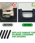 Comparison of Jeep Wrangler sun visor with sagging tube and repaired with Jeep Wrangler Sun Visor Repair Kit 2007 2017 JK JKU Replacement.