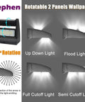 120W LED Wall Pack Light Beast Bright 5000K 16200LM Dual Rotatable Panels with 270° rotation showcasing up, down, and flood light modes