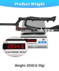Front Fork For Four Inch Fat Tires With 130mm Travel And Crown Lockout on electronic scale showing weight of 2050 grams