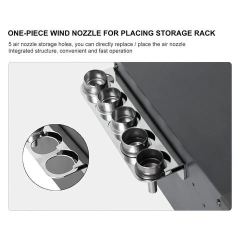 Five nozzle storage rack on the High Power Hot Air Rework Station 700W With Quick Change Nozzle Bracket, 110V SMD Tool.