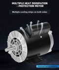 1HP Air Compressor Electric Motor, 5/8 Inch Keyed Shaft, 56 Frame, Single Phase 115/230V, 3450 RPM, CCW Rotation with cooling strips