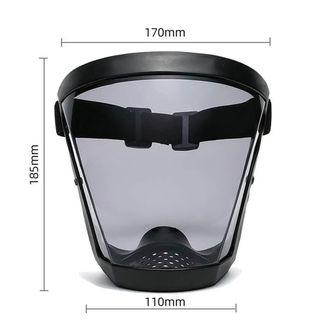 Anti Fog Full Face Shield Five Pack for Adults With Transparent Lightweight Breathable Design Large Coverage From Eyebrows To Chin Protects Against Droplets Dust Saliva Oil Reusable And Easy Clean All Day Comfort Grey shown front view