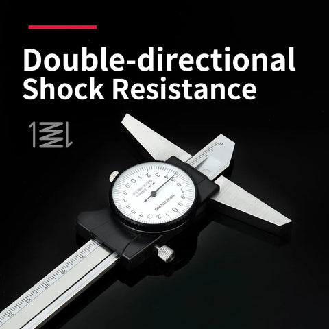 Pro Grade Depth Caliper With Gauge 0 to 150 and 200 mm, 0.02 mm Precision Depth Dial Caliper, shockproof, on black background