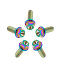 RISON rainbow titanium flanged hex head bolts, M6x1.0x16mm, 6AL4V aerospace-grade Ti, pack of 5