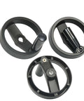 Hollow Aluminum Handwheel With Foldable Handle 100-200mm Double Spoked Wheel For Milling Machine And Lathe, three views