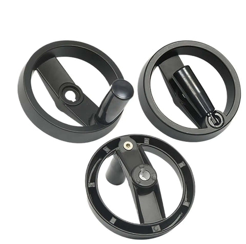Hollow Aluminum Handwheel With Foldable Handle 100-200mm Double Spoked Wheel For Milling Machine And Lathe, three views