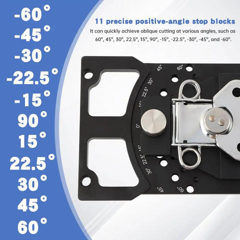 11-Position Adjustable Track Saw Square With CNC Machining For Top Notch Precision Cutting, 60 Degree, 45 Degree, 30 Degree And Other Positive And Negative Angle Stops, Universal Track Saw Accessory For Accurate Miter Cuts And Fast Layouts, black metal track saw angle guide with 11 stops