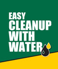 Easy cleanup with water graphic promoting Premium Heavy Duty Wood Glue Delivering Legit Waterproof Performance And A Rock Solid Bond.