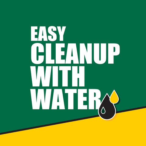 Easy cleanup with water graphic promoting Premium Heavy Duty Wood Glue Delivering Legit Waterproof Performance And A Rock Solid Bond.