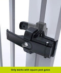 Close-up of Dual Sided Lockable Magnetic Gate Latch Matte Black, designed for square post gates, showcasing easy pull mechanism.