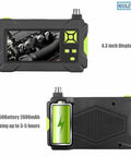 Dope 1080P HD Handheld Borescope With 4.3 Inch LCD Screen, showing controls and battery compartment for inspection.