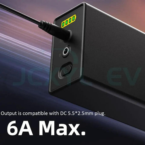 Built Tough For The Long Haul 24V Rechargeable Lithium Backup Battery Pack With Water Resistant Shell For EV And Tools 4000 Mah To 6400 Mah Capacity Zero Hassle Swap, top view of charging port.