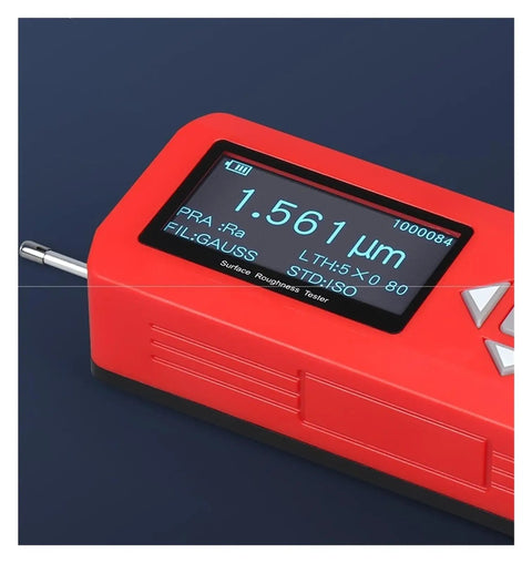 Heavy Duty Handheld Surface Roughness Tester And Profilometer showing screen reading of 1.561μm for precise measurements.