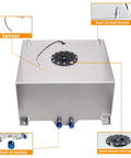 Universal 15 Gallon Aluminum Fuel Cell Tank With Cap And Level Sender Anti Slosh Foam Lightweight Durable 60L for racing cars