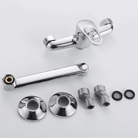 SDVantage 360° Wall Mounted Kitchen Faucet Brass Single Handle Mixer Tap for Sink Bathtub Hot Cold Water Modern Design Space Saving Durable Stylish,Cromo parts including handle, spout, and connectors.