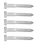 Image of five heavy duty wood hex lag screws with half thread, self tapping design, made from A2-70 stainless steel, M8 by 60mm.