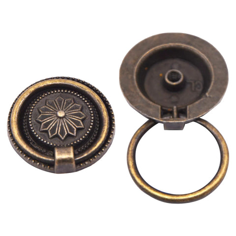 Antique Round Drawer Pulls Vintage Style Knobs for Furniture Cabinet Cupboard Dresser Bronze Finish Zinc Alloy 8 Pieces