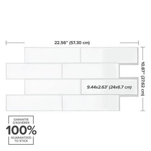 X-Large Peel And Stick Backsplash Tiles, 5 Sheets Of 22.56 By 10.88 Inches, 3D Adhesive Self Stick Wall Tile For Kitchen And Bathroom, Easy Install, Durable North American Made, Great For Walls And Backsplashes