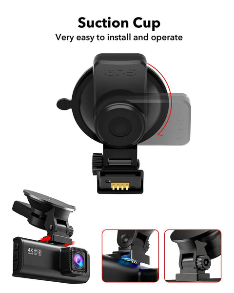 Suction Mount For F7N Series Dash Cam With Built In GPS Module, Easy Install, 180 Degree Rotatable, Adhesive Pads Shown