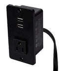 Flush Mount Power Outlet With Heat Resistant Pc Body Legit Fire Proof Design Clean Wire Routing No Sweat Wall Install For Modern Homes And Fast Room Refreshes, black, dual USB ports, outlet.