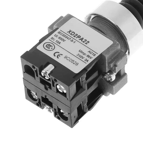 Close-up of Two Position Momentary Joystick Switch With Two Normally Open Contacts, Spring Return, 22mm Mounting Hole.