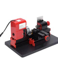 Compact 20000Rpm Mini Metal Lathe With High Speed Steel Turning Tool For Wood And Engineering Plastics on a black base.