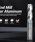 Vierdwin 3-flute carbide end mill for aluminum and copper, 3/4 in diameter, 4 in OAL, for CNC mills and routers