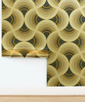 Top Shelf Gold Metallic Scallop Wallpaper For Fresh Room Glow Ups, Eco Friendly Paste The Wall Accent, premium gold scallop design on walls.