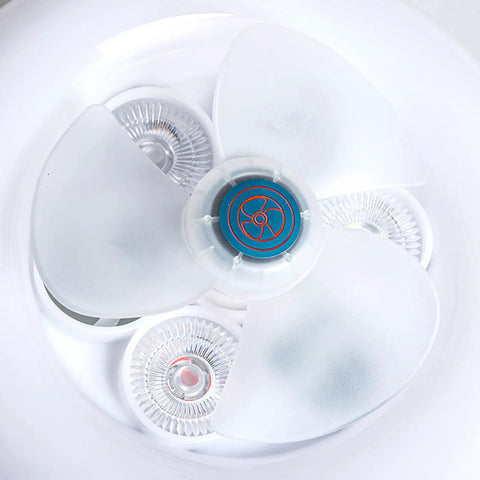 XEGZLH Low Profile Ceiling Fan with Lights Modern Dimmable Ceiling Light Fan blades and light fixtures shown from above.