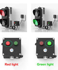 Industrial Led Traffic Stop Light With Bright Red And Green Lenses Plug And Play Toggle Switch For Loading Bays displayed with controls.