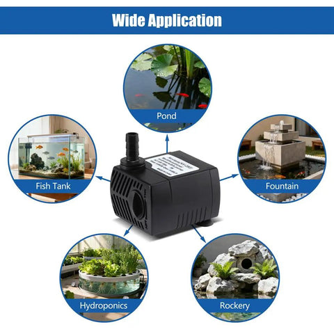 Ultra Quiet 5W Submersible Water Pump, 105 GPH, 4.76 Ft Power Cord, Dual Nozzles, 2.8 Ft Lift, Mini Fountain Pump For Fish Tanks