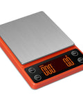 Compact Portable Coffee Scale With Timer 3kg 0.1g High Precision Espresso Scale Rechargeable Auto Tare Orange