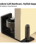 Rock Solid Heavy Duty Sliding Barn Door Floor Guide With Matte Dark Metal Finish For Secure Closet Door Stabilizer And Room Divider Track Hardware Gotta Love The Smooth Glide Every Day close-up of roller and base on floor