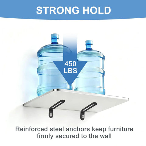 Heavy Duty Anti Tip Furniture Anchors Steel Wall Brackets Secure Dressers And Bookcases Baby Proofing Straps 12 Pack Black with strong hold for 450 lbs.