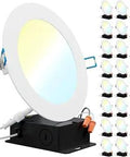 24 Pack 6 Inch LED Recessed Downlights With Junction Box, Slick Ultra Slim Canless Ceiling Lights, 1200 Lumen 14W, Dimmable