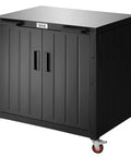 Front view of Patio-Ready Outdoor Grill Cart With Storage Cabinet And Stainless Steel Top, Modular Kitchen Island for BBQ