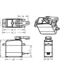 Kickin Torque Heavy Duty Digital Servo With High Voltage Coreless Motor And Full Metal Gears For Rc Cars Boats Trucks Waterproof Hi Power 35Kg 270 Deg Rotation Diy Rigs Built To Last Forever dimensions diagram