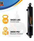 Two By Twelve Hydraulic Cylinder With 2 Inch Bore And 12 Inch Stroke Double Acting Welded Cross Tube SAE6 Ports 3500 PSI Rated 9420 LB Load