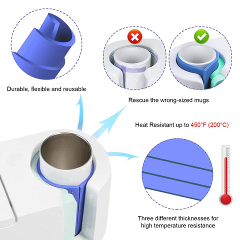 Silicone Mug Wraps Set For Cricut Mug Press with three thickness options 1.5mm 3mm 4mm shown for heat resistant sublimation sleeves.