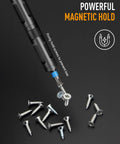 Magnetic 42 In 1 T Handle Ratchet Screwdriver Set With S2 Steel Bits Portable DIY Repair Kit showing powerful magnetic hold on screws.