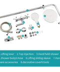 UMJIGF 8 Inches Shower System Brass Chrome Shower Faucet Set Wall Mounted Multi-Functional components including hoses, fixtures, and accessories.