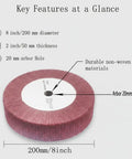 8 Inch Extra Thick Nonwoven Polishing Wheel 320 Grit Nylon Buffing Flap Wheel For Die Grinder And Bench Grinder Red