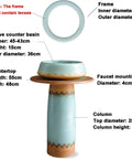 Killer Vintage Ceramic Pedestal Sink Slick Blue Hand Carved Washbasin Industrial Style with detailed measurements and features.